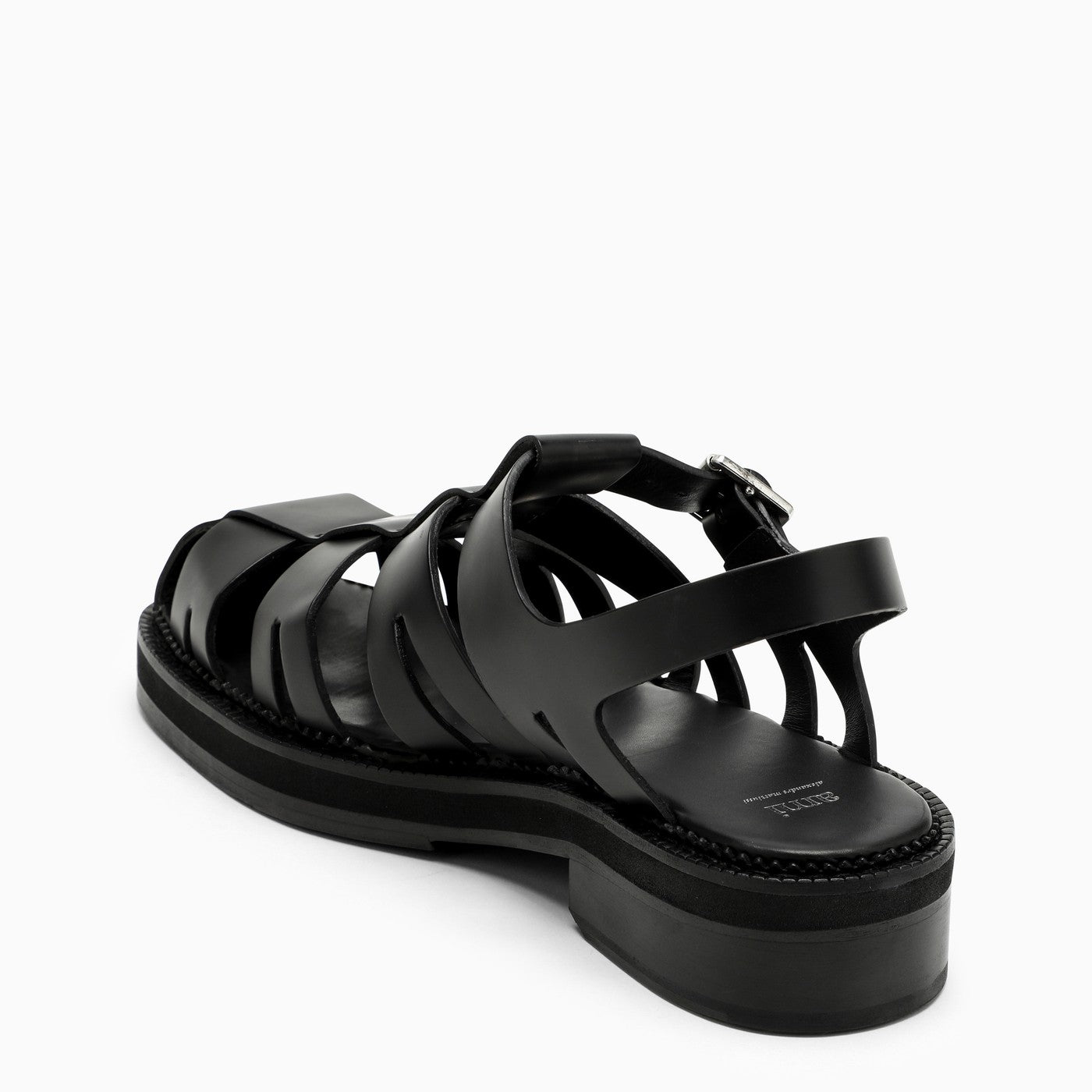 Ami Paris Black Fisherman Sandals In Leather