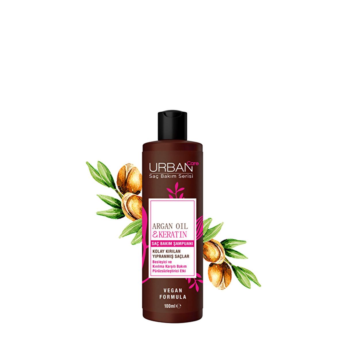 Urban Care Argan Oil &amp; Keratin Shampoo: Repair &amp; Strengthen Damaged Hair, Anti-Breakage, Vegan Formula, Sulfate-Free - 3.38 fl oz