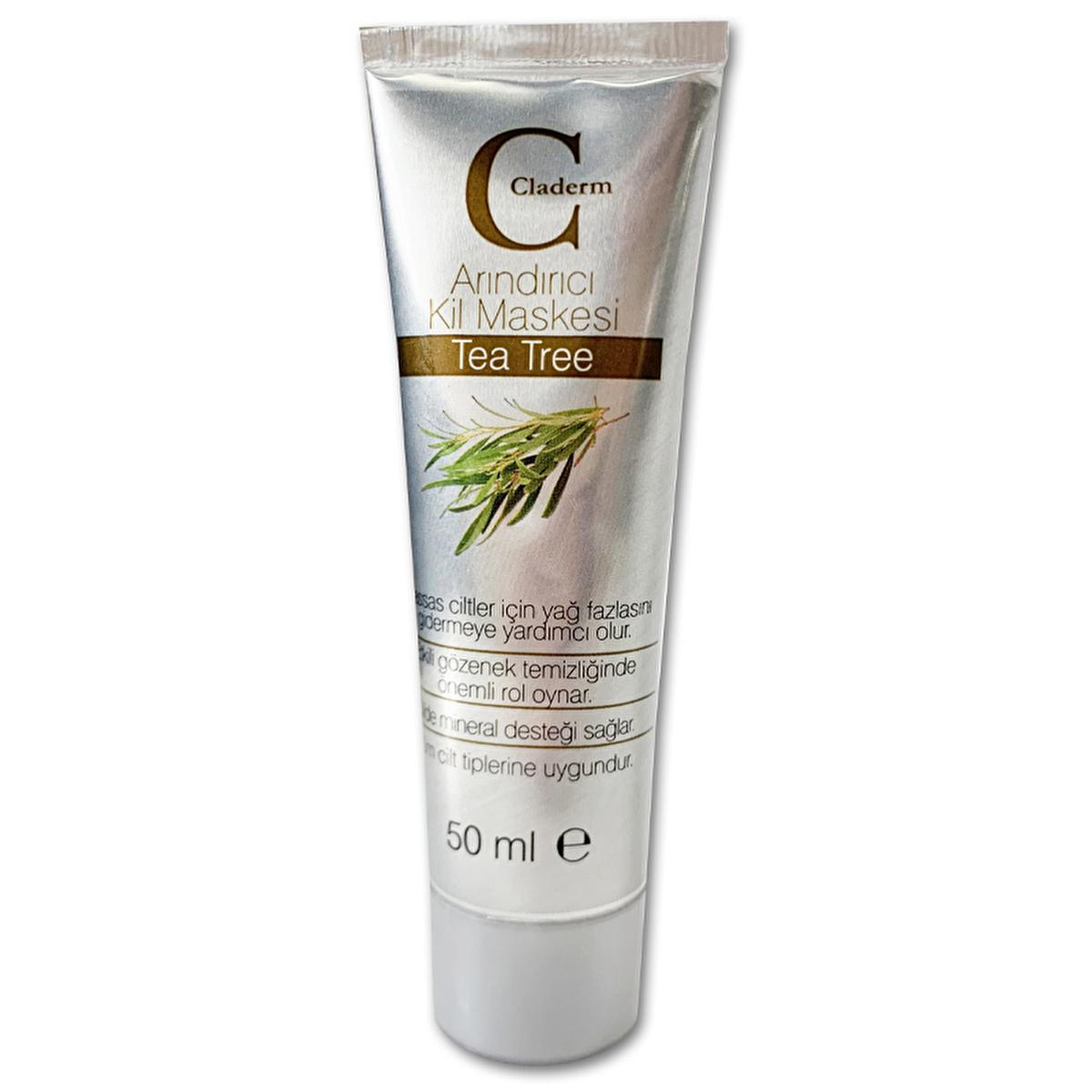 Claderm Tea Tree Clay Face Mask - Natural Acne Treatment &amp; Skin Nourishment, 1.69 fl oz