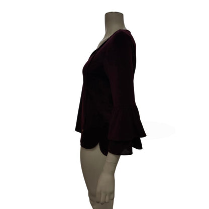 Eci Keyhole Bell-Sleeve Blouse, Size Medium