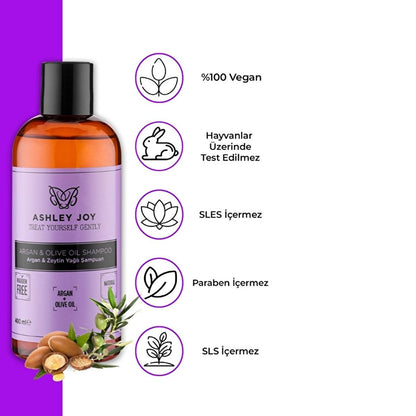Ashley Joy Argan &amp; Olive Oil Shampoo: Shiny, Strong Hair &amp; Split End Defense | Paraben &amp; Paraffin Free