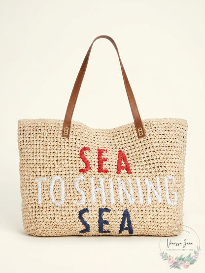 I.N.C. Beach Summer Vacation Tropical Straw Tote
