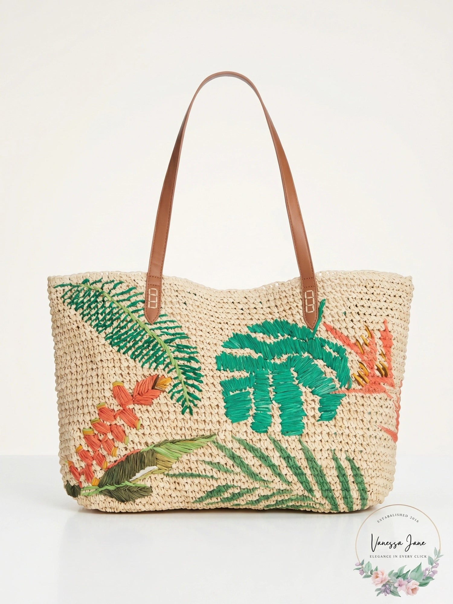 I.N.C. Beach Summer Vacation Tropical Straw Tote