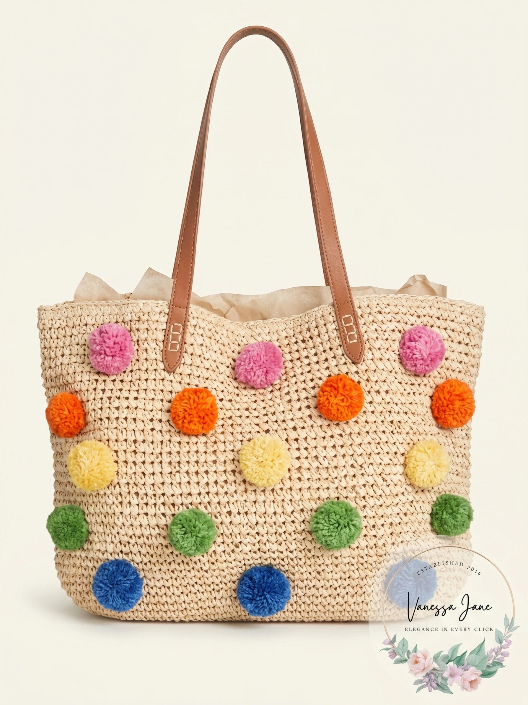 I.N.C. Beach Summer Vacation Tropical Straw Tote