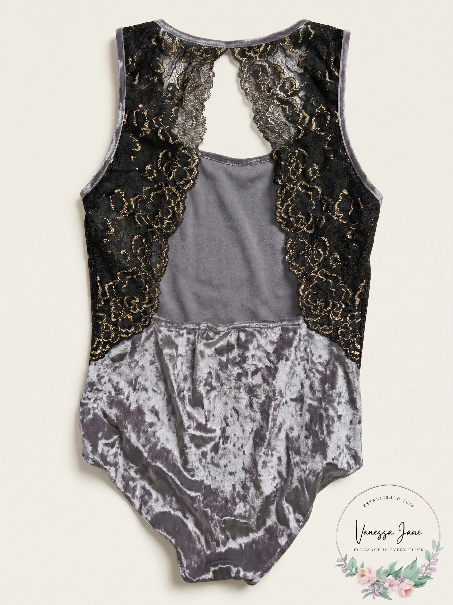 I.N.C. Women?s Velvet and Lace Bodysuit, Size Medium