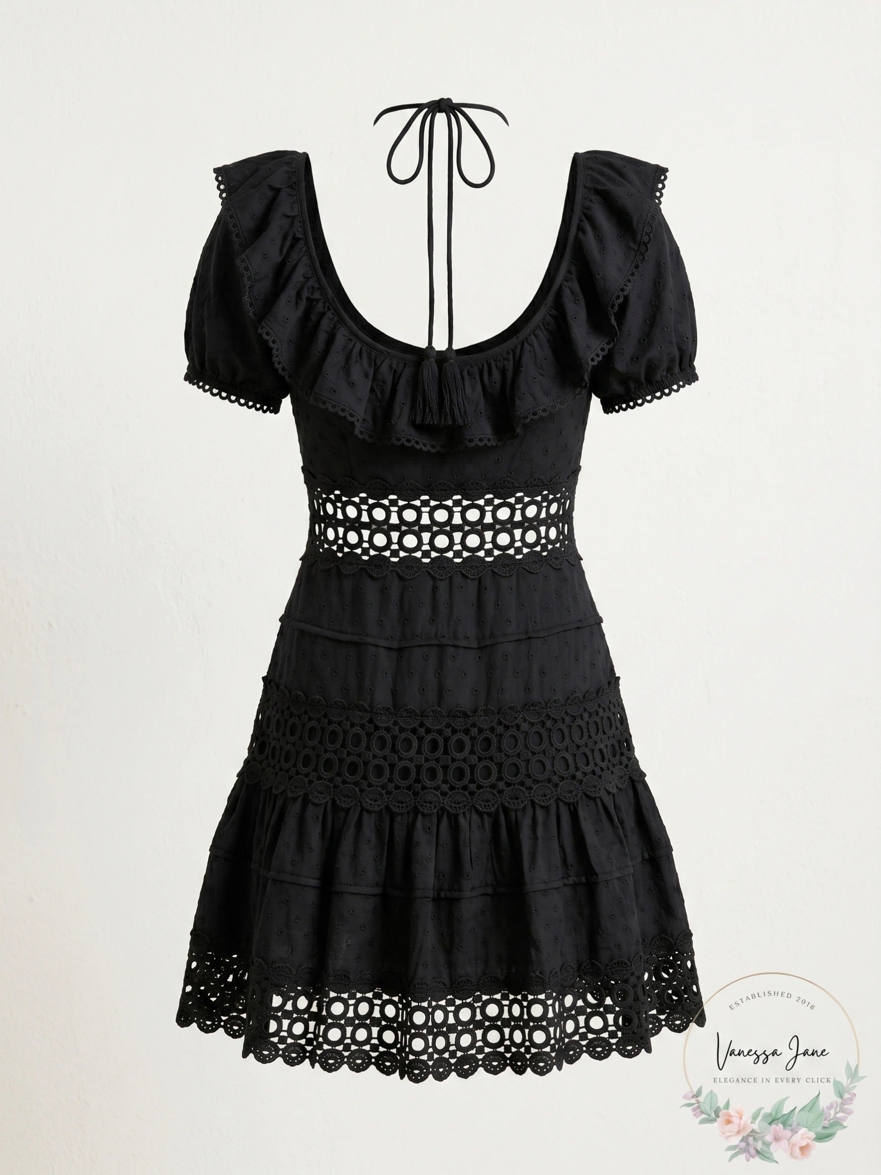 Free People Womens Cruel Intentions Crochet-Lace Mini Dress, Black, Size 2