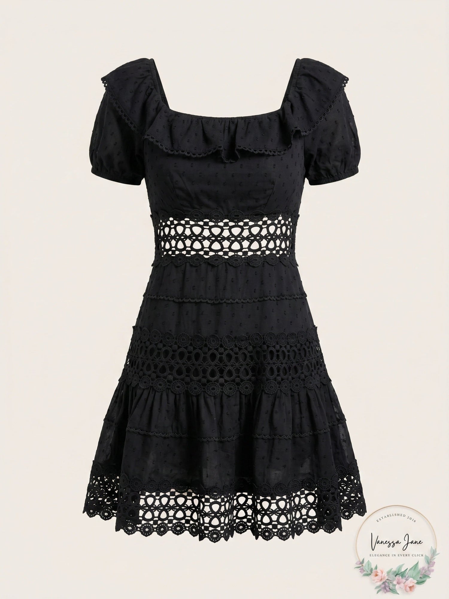 Free People Womens Cruel Intentions Crochet-Lace Mini Dress, Black, Size 2