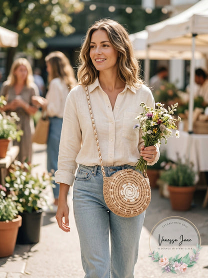 INC International Concepts Straw Circle Crossbody