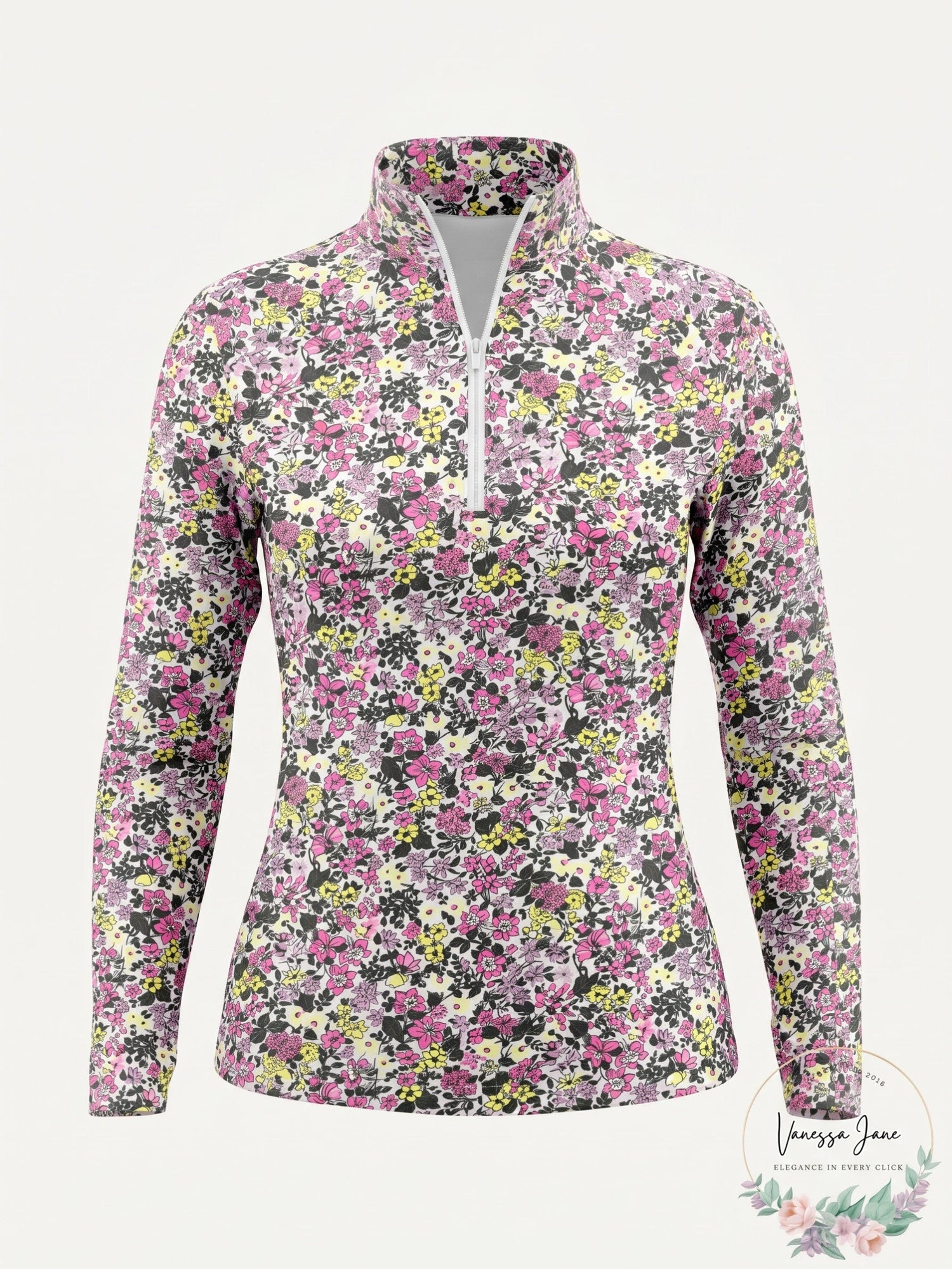 Lands End Womens Long Sleeve Quarter Zip UPF 50 Rash Guard X-Small