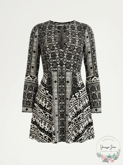 Free PeopleTegan Boarder Printed Mini Dress, Size 4