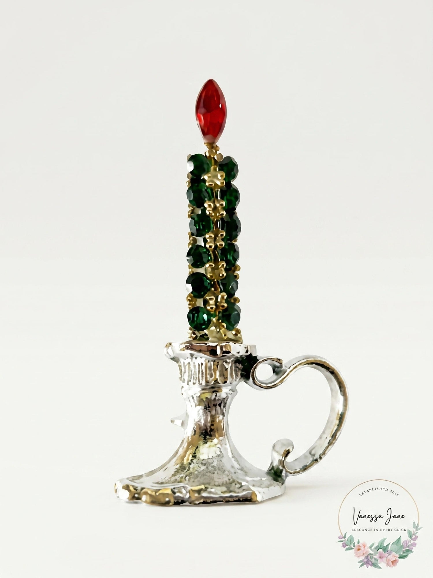 1950s -60s Holiday Christmas Candle Brooch