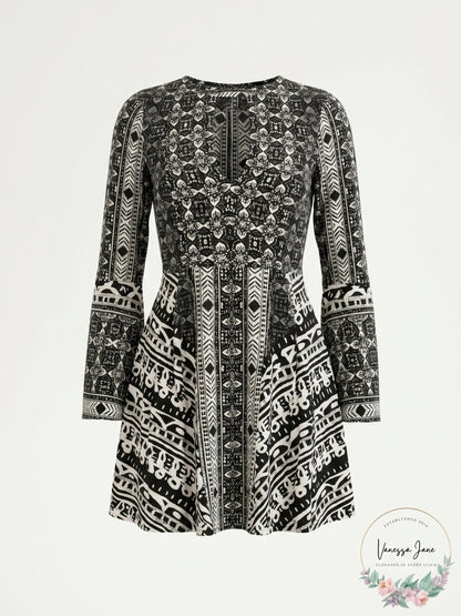 Free PeopleTegan Boarder Printed Mini Dress, Size 4