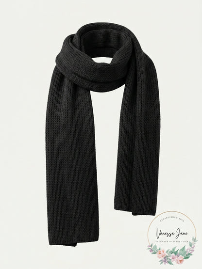 Style and Co Womens One Size Ribbed Solid Knit Sweater Scarf Black