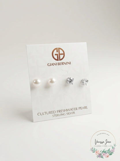 Giani Bernini 2-PC. Set Cultured Freshwater Pearl and Cubic Zirconia Stud