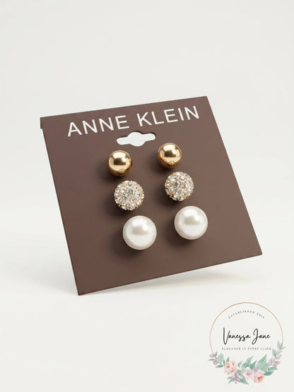 Anne Klein Gold-Tone 3-PC. Set Pave Stud Earrings
