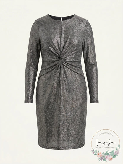 Michael Michael Kors Womens Plus Metallic Twist Waist Party Dress