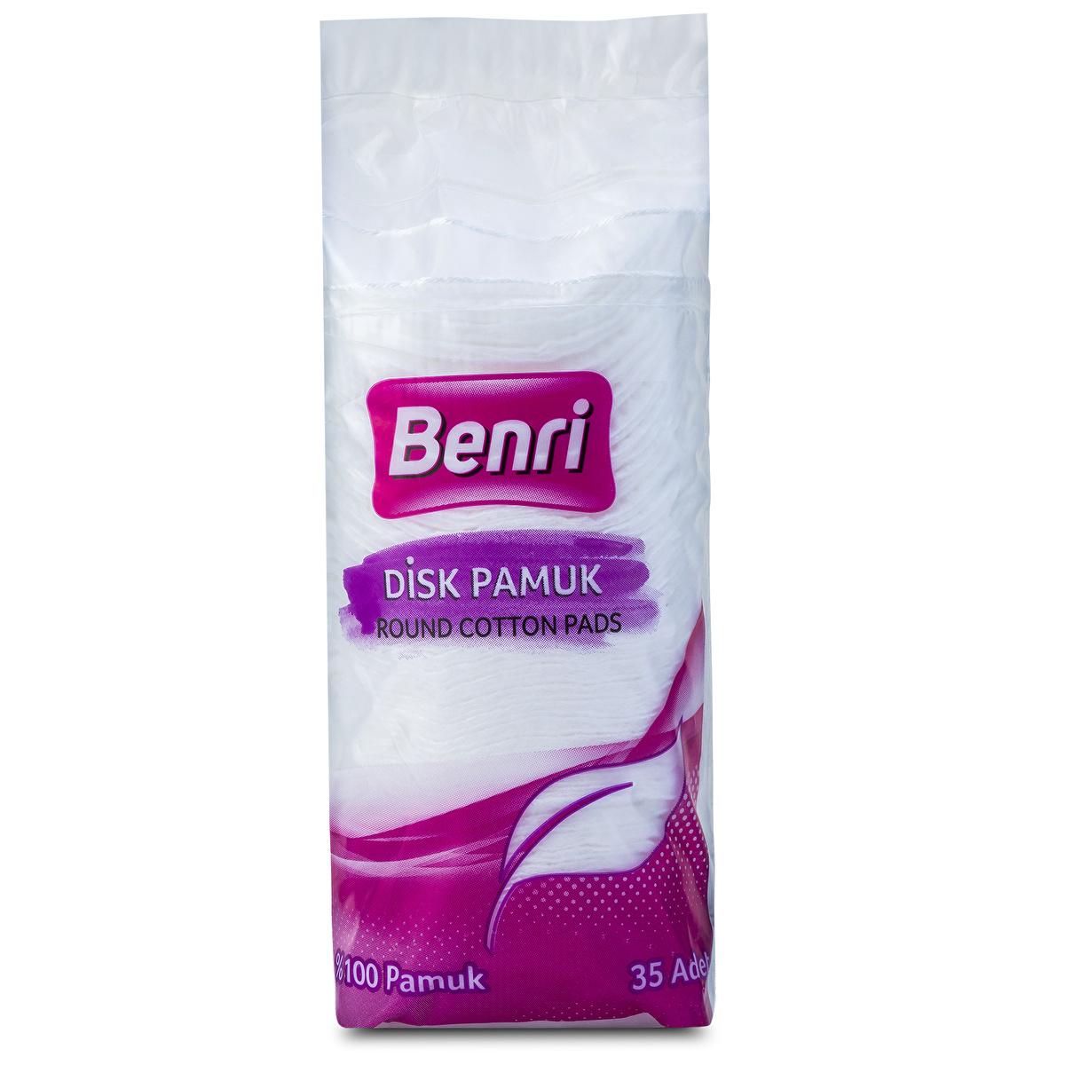 Benri Cotton Pads 35 Count - Soft, Hygienic Makeup Remover Pads for Sensitive Skin