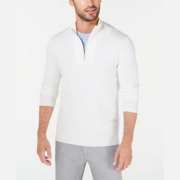 Alfani Mens Quarter-Zip Ribbed Placket Sweater, Size 3XL
