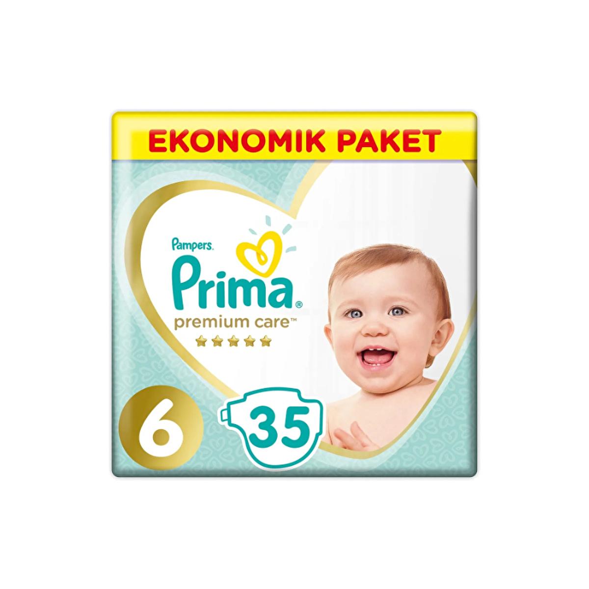Prima Premium Care Baby Diapers Size 6 (35-Count) | Silky Soft &amp; Instant Dryness for Sensitive Skin