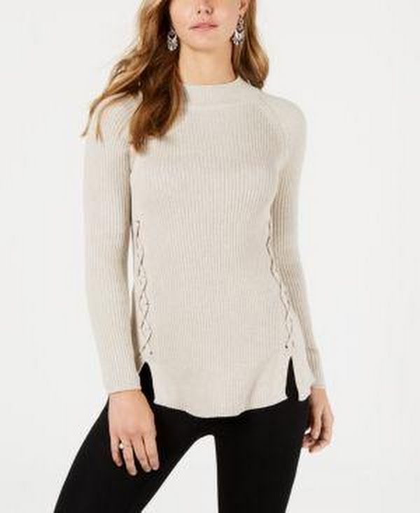 Style &amp; Co Petite Lace-up Sweater