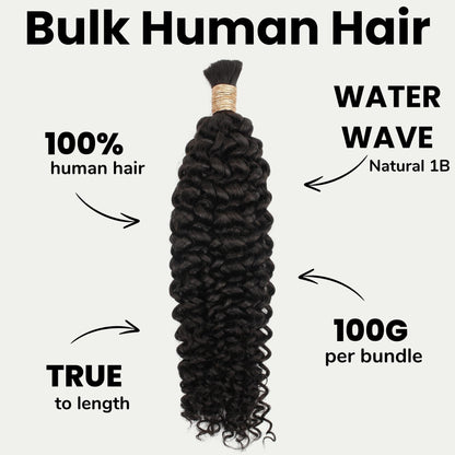 Water Wave Bulk 100% Human Braiding Hair