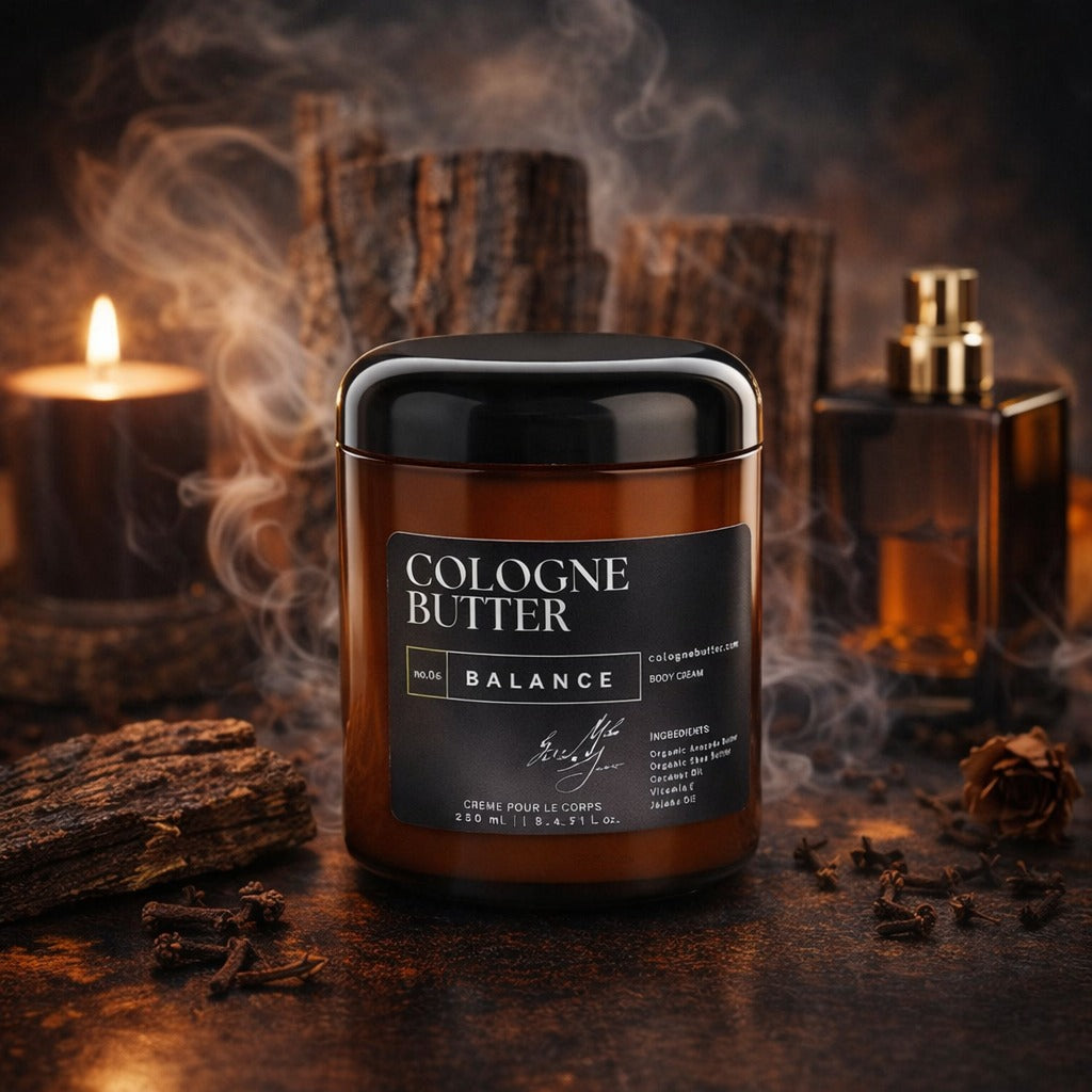 BALANCE – Luxury Fragrance Body Butter | Coffee, Dark Chocolate &amp; Sandalwood Cologne Scent Moisturizing Skin Butter | Cologne Butter
