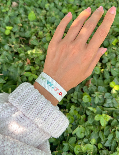 White WWJD Embroidered Bracelet