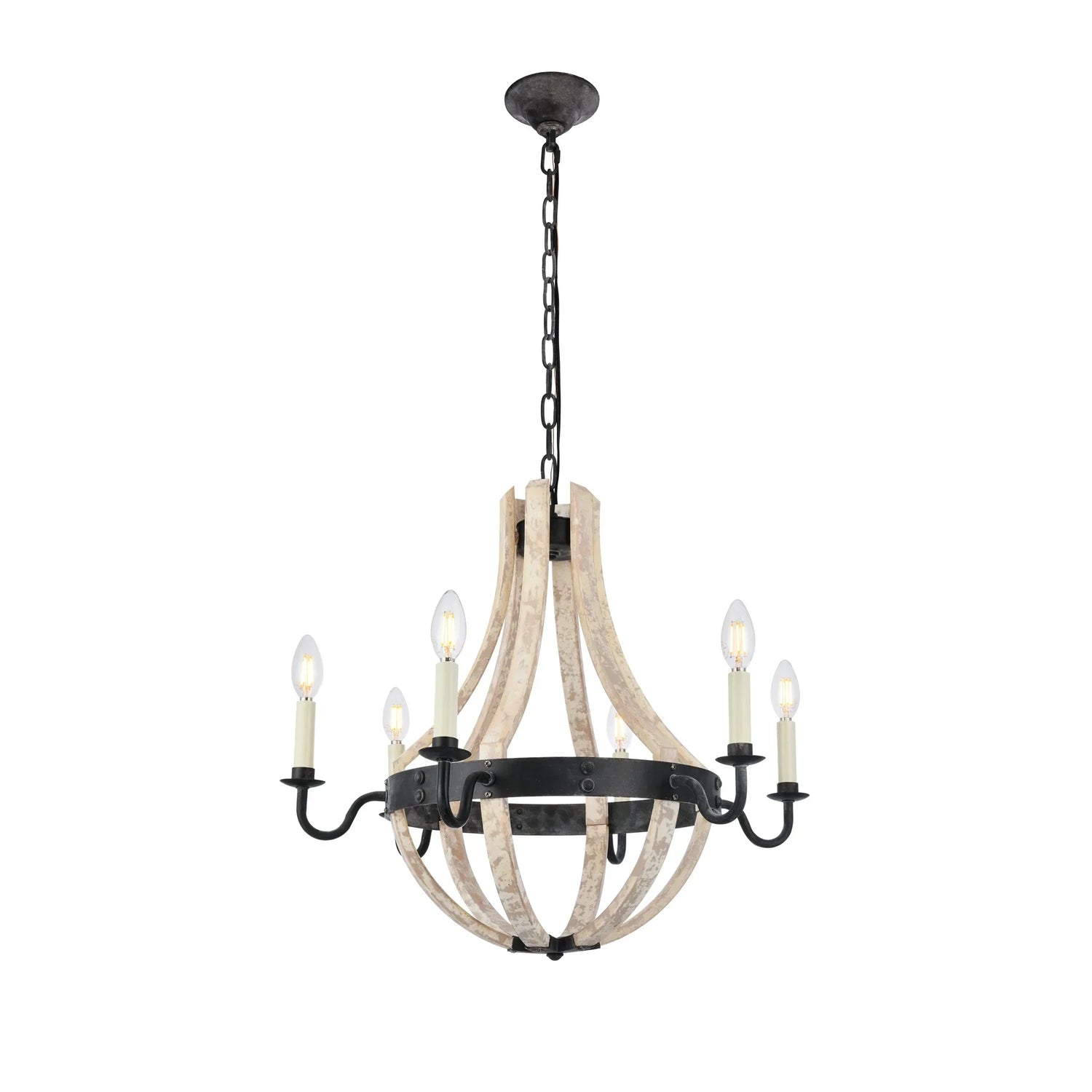 Woodland Collection Pendant D:24In. H:22In. Lt:6 Wash &amp;  Steel F