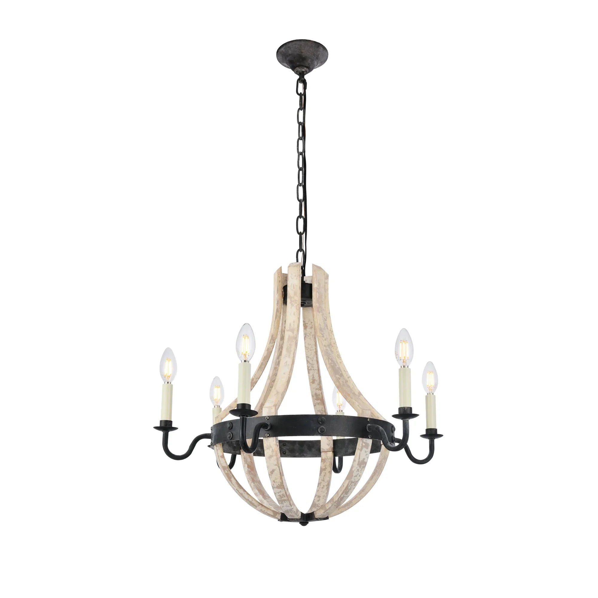 Woodland Collection Pendant D:24In. H:22In. Lt:6 Wash &amp;  Steel F