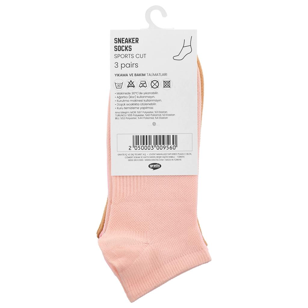 Eklips Unisex Athletic Sneaker Socks 3-Pack in Purple &amp; Orange