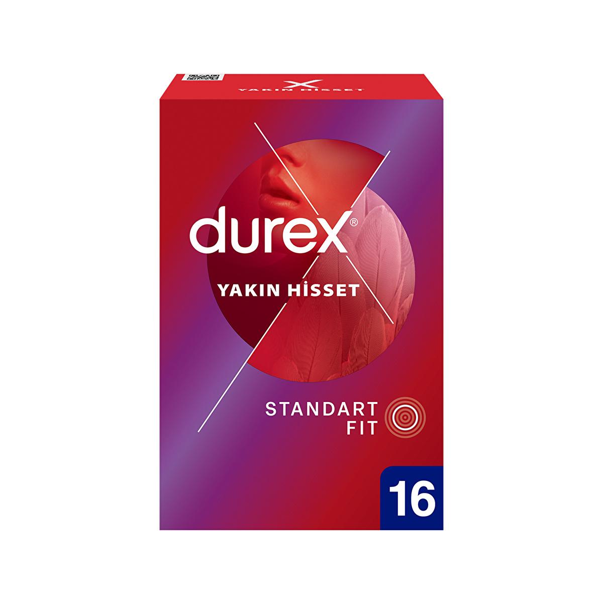 Durex Thin Feel Latex Condoms: Enhanced Sensitivity, Standard Fit (56mm), Lubricated - Safe &amp; Natural Protection