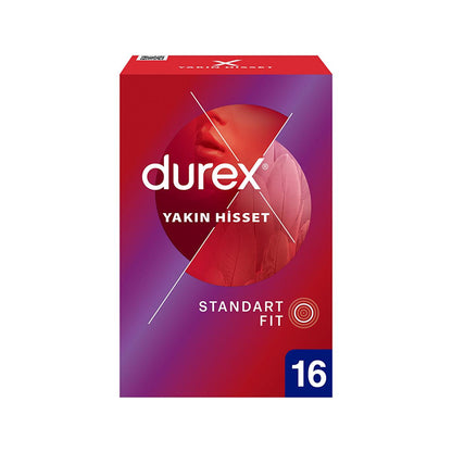 Durex Thin Feel Latex Condoms: Enhanced Sensitivity, Standard Fit (56mm), Lubricated - Safe &amp; Natural Protection
