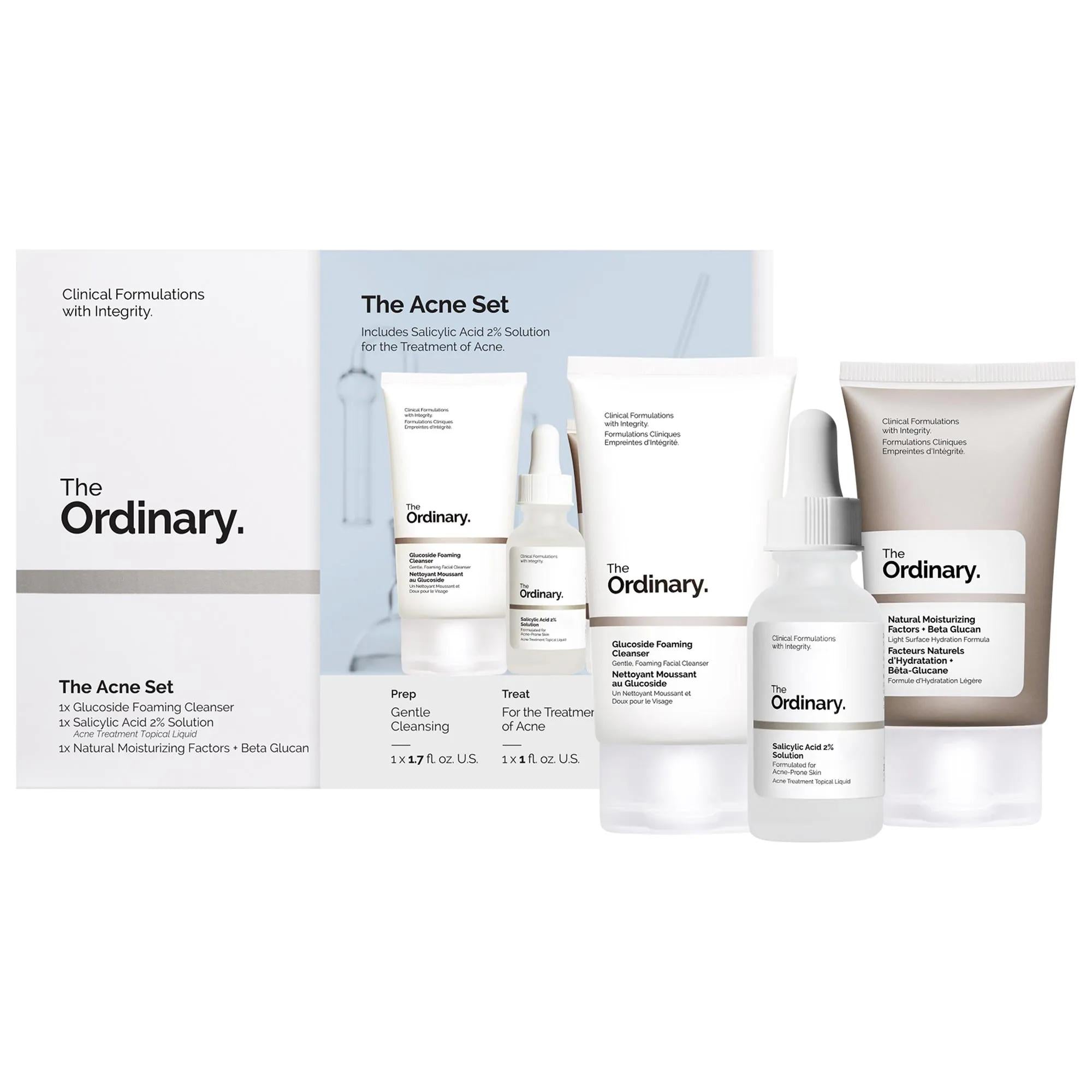 The Acne Set by The Ordinary - 3-Piece Acne Skincare Routine for Clearer Skin, Vegan &amp; Cruelty-Free