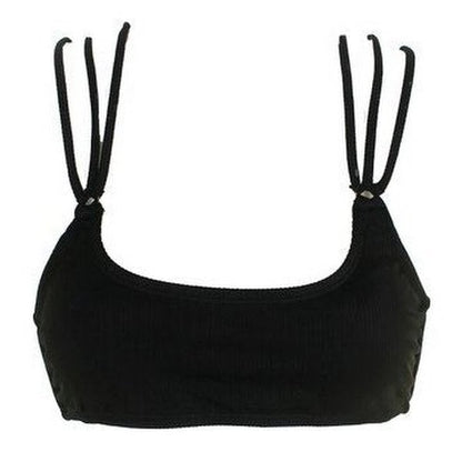 California Waves Juniors Black Ribbed Bralette Bikini Top