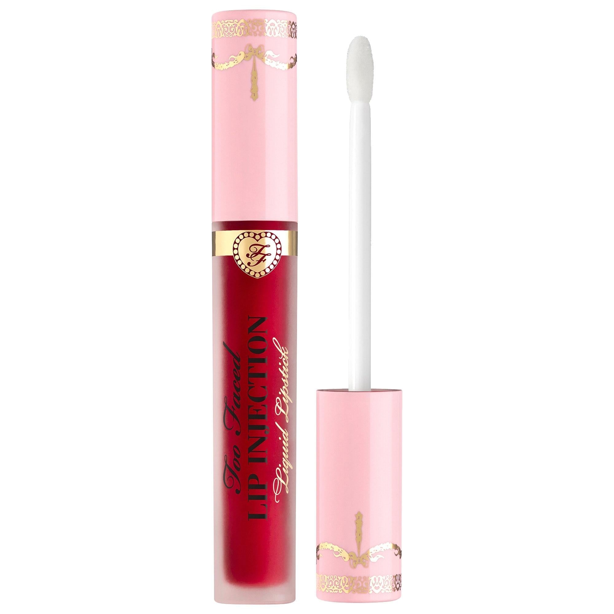 Lip Injection Power Plumping Liquid Lipstick: Long-Wearing Demi-Matte Color, Volumizing Lip Plumper, Infused with Rosehip &amp; Pomegranate