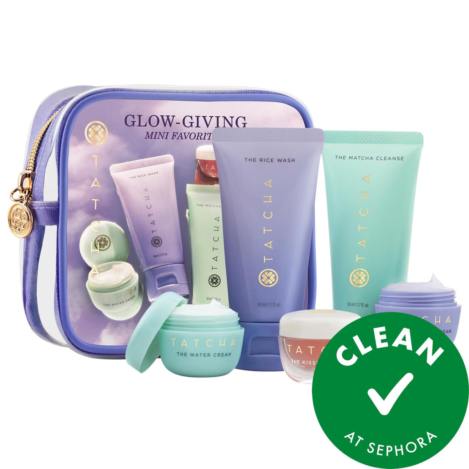 Tatcha Mini Favorites Set: Radiant Skin Routine with Hydrating Moisturizer, Pore Minimizing Cleanser &amp; Lip Mask - Japanese Cruelty-Free Skincare