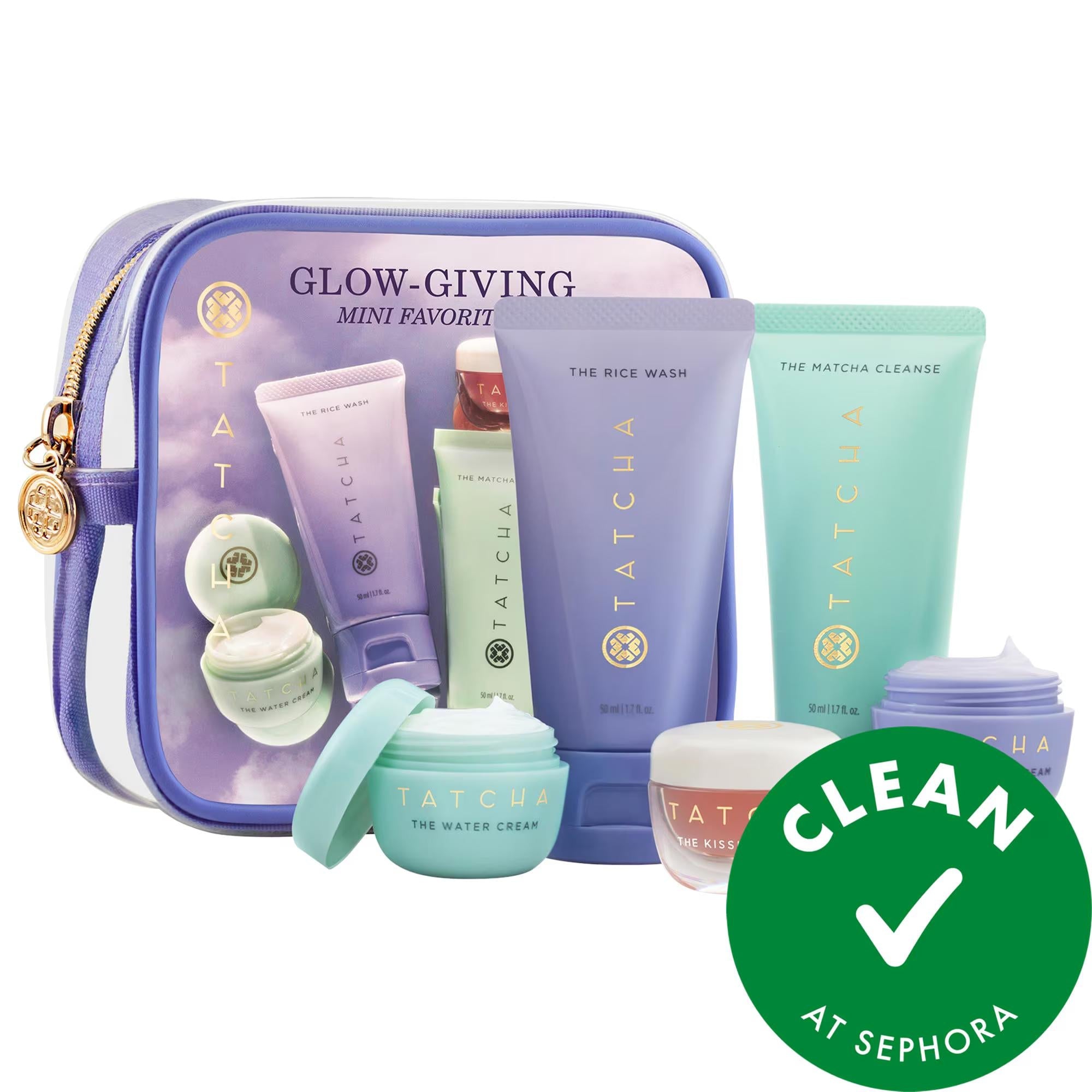 Tatcha Mini Favorites Set: Radiant Skin Routine with Hydrating Moisturizer, Pore Minimizing Cleanser &amp; Lip Mask - Japanese Cruelty-Free Skincare