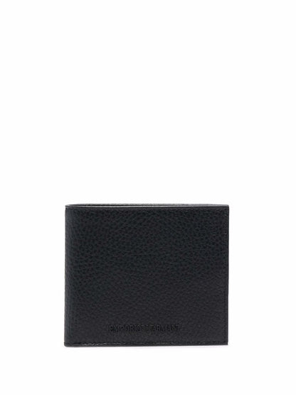 EMPORIO ARMANI Leather Bifold Wallet for Men - Mini Size
