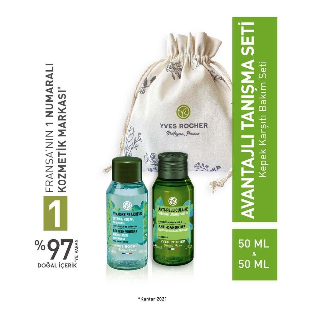 Yves Rocher Hair Care Set for Dandruff - Trial Size Prebiotic Shampoo &amp; Detoxifying Vinegar for Oily Hair