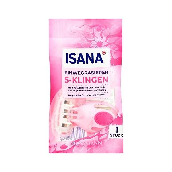 Isana 5 Blade Disposable Razors - Aloe &amp; Shea Butter for Sensitive Skin - Travel Ready, Close Shave for Men &amp; Women