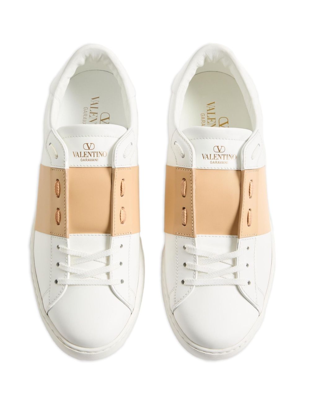 VALENTINO GARAVANI Open Leather Sneaker with Contrast Band and Stud Details
