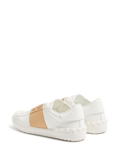 VALENTINO GARAVANI Open Leather Sneaker with Contrast Band and Stud Details
