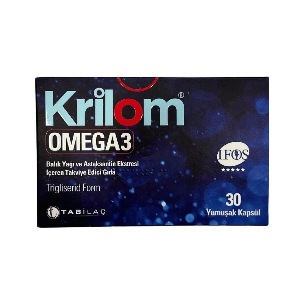 Krilom Omega-3 30 Soft Capsules - High-Potency Fish Oil &amp; Astaxanthin