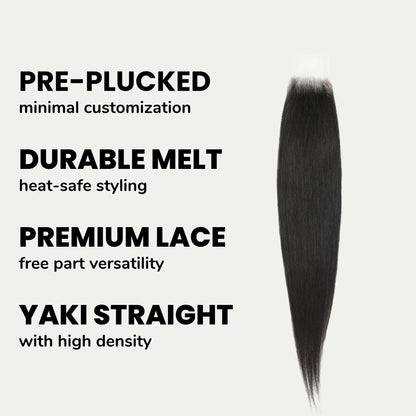 Yaki Straight 2x6 Transparent Lace Human Hair Closure