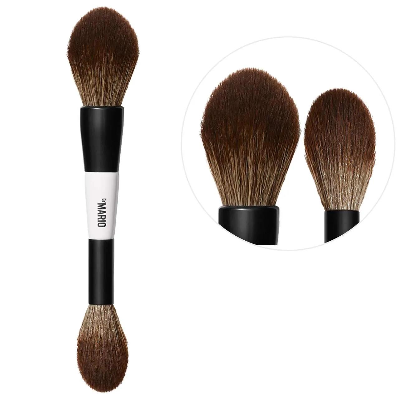 F2 Cruelty-Free Dual-Ended Powder Brush - Professional Makeup Application Tool with Synthetic &amp; Natural Bristles