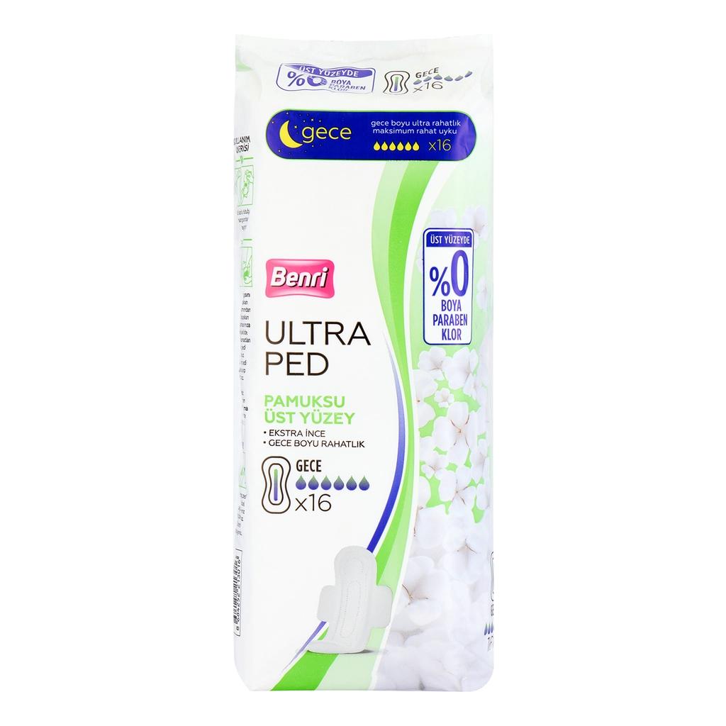 Benri Ultra Hygienic Cottony Night Pads for Heavy Flow 16 Count
