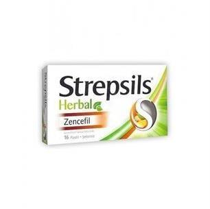 Strepsils Herbal Ginger Throat Lozenges: Fast Sore Throat Relief &amp; Cough Suppressant - Natural &amp; Soothing, 16 Count