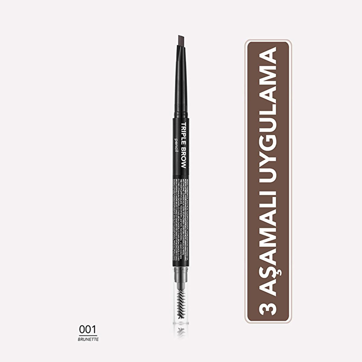 Flormar Triple Brow Pencil with Powder and Brush - Multi-Functional Eyebrow Makeup