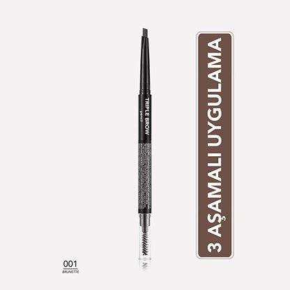 Flormar Triple Brow Pencil with Powder and Brush - Multi-Functional Eyebrow Makeup