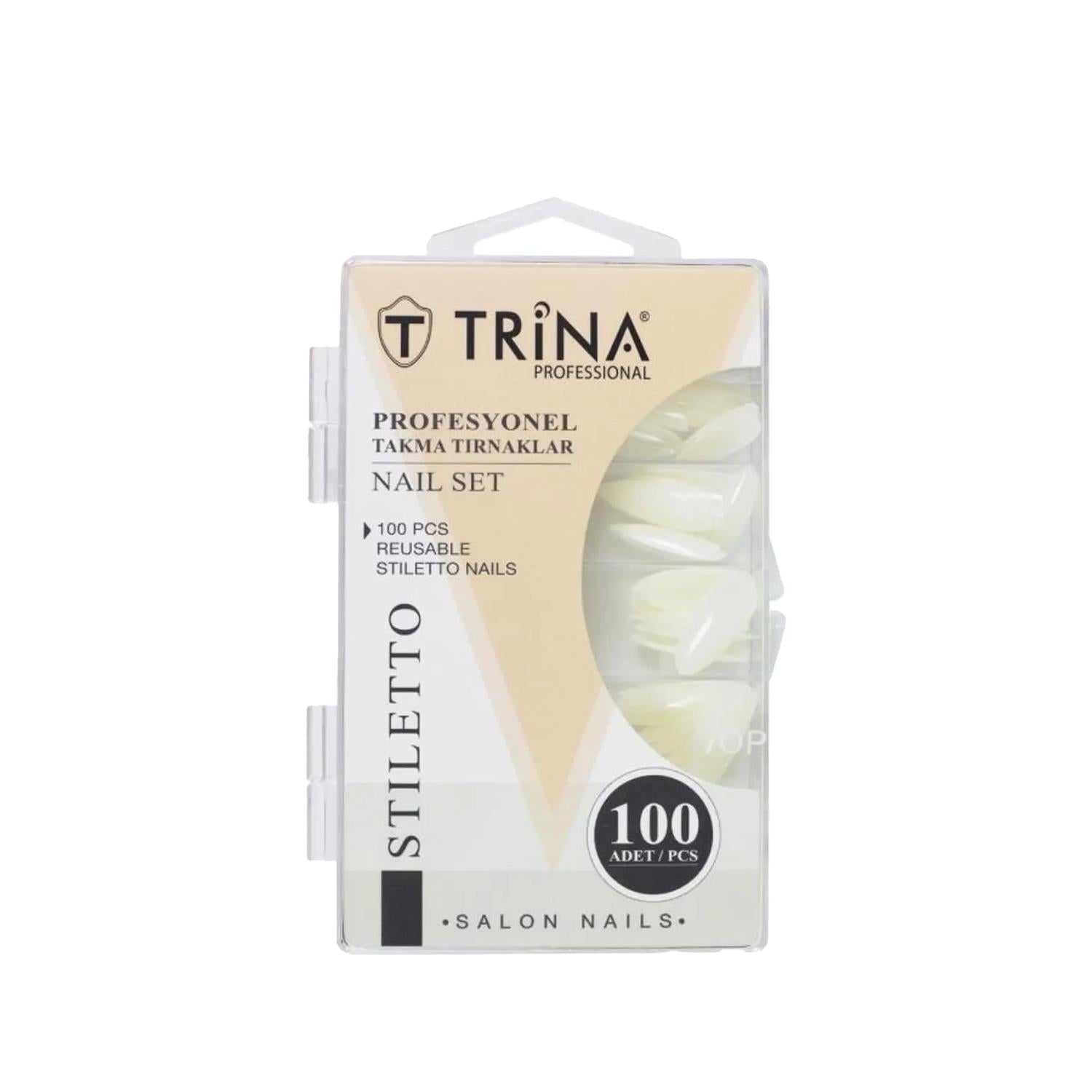 Trina False Nails Stiletto Style 100 Pieces - High-Quality Cosmetic Nail Enhancements